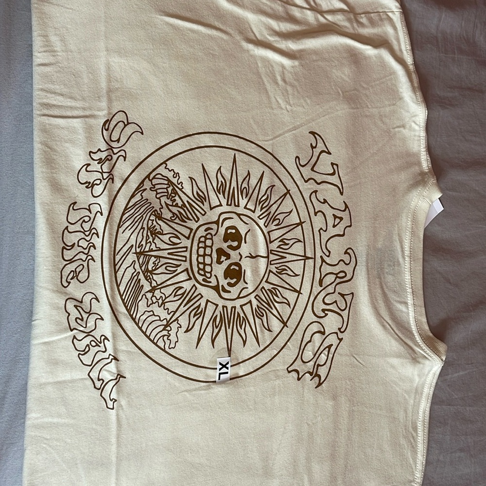 Vans Cream and Tan Short Sleeve Tee with Ornate Design